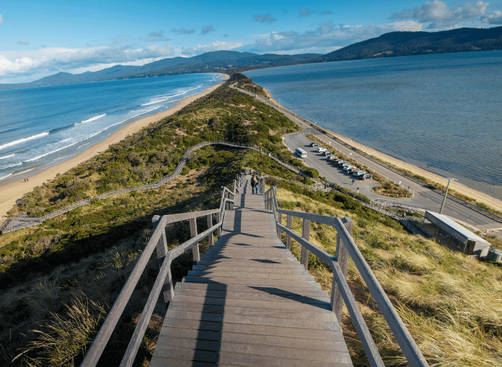 Sea with island strip in the middle