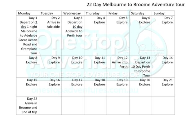 Melbourne to Broome 22 Day tour