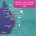 Melbourne to Cairns East Coast Map