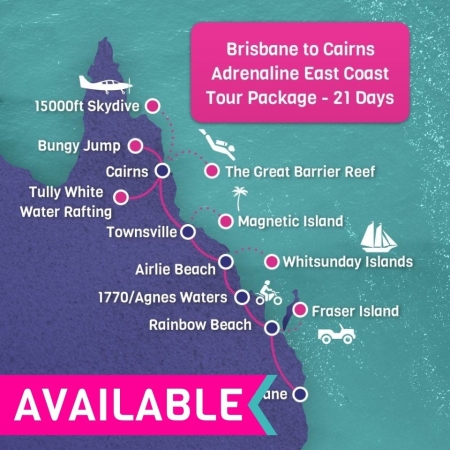 Brisbane to Cairns Adrenaline East Coast Tour Package