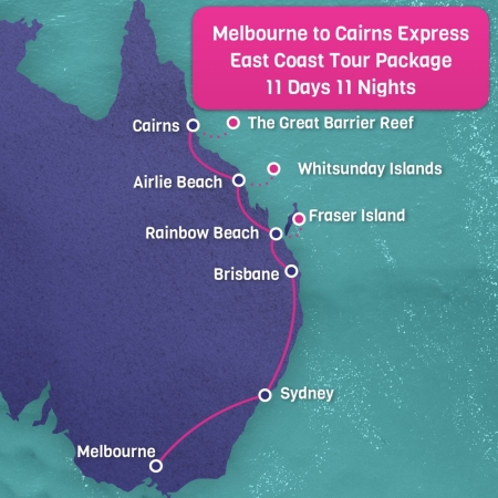 Melbourne to Cairns Express Map