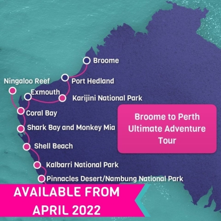 Broome to Perth tour map